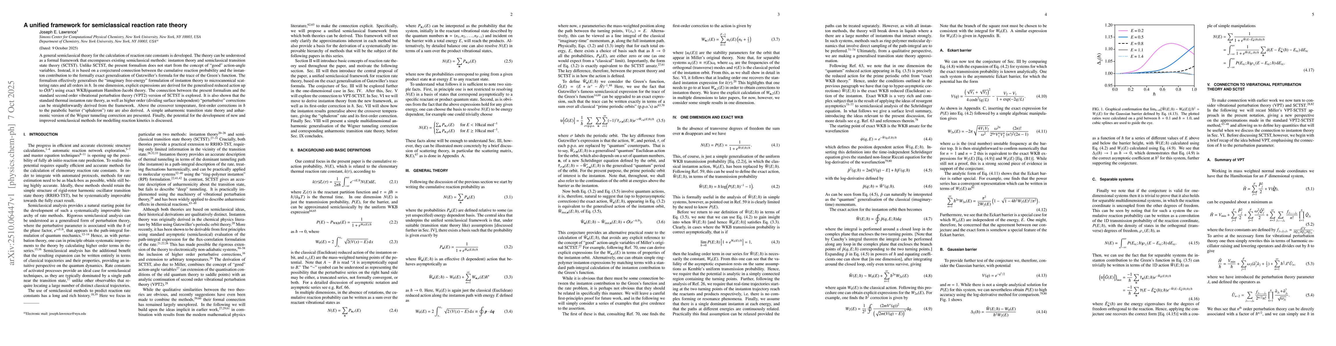 Thumbnail for A unified framework for semiclassical reaction rate theory
