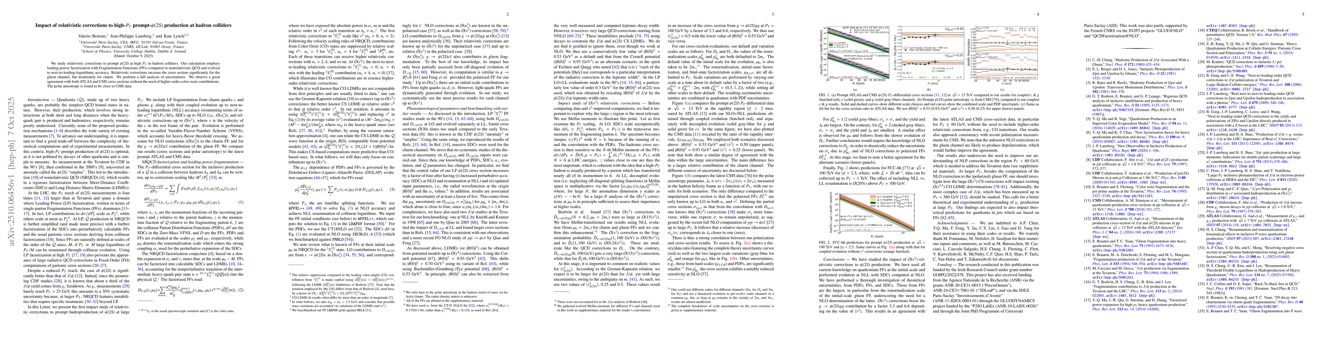 Thumbnail for Impact of relativistic corrections to high-pT prompt-psi(2S) production
  at hadron colliders