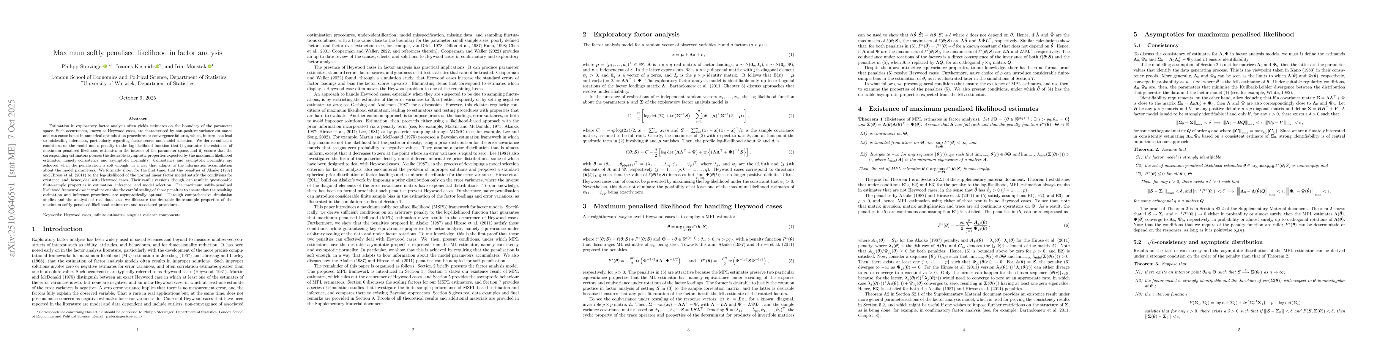 Thumbnail for Maximum softly penalised likelihood in factor analysis