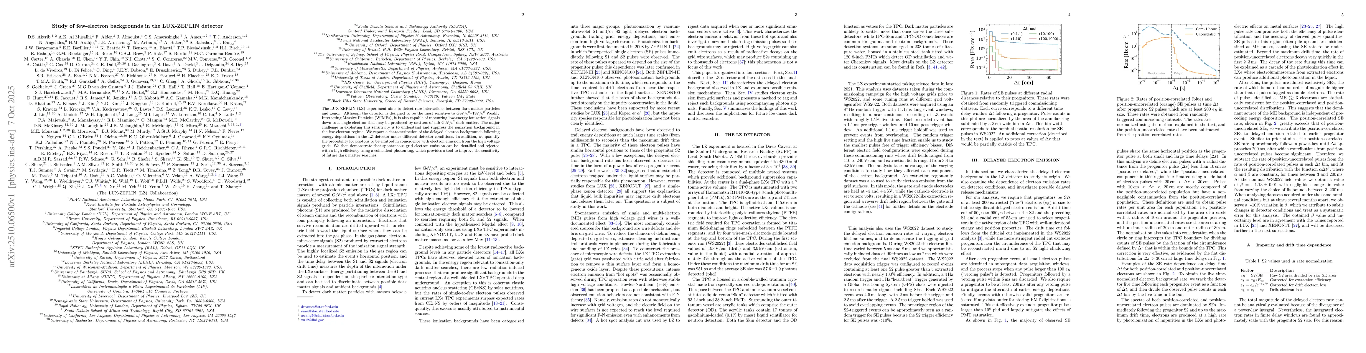 Thumbnail for Study of few-electron backgrounds in the LUX-ZEPLIN detector