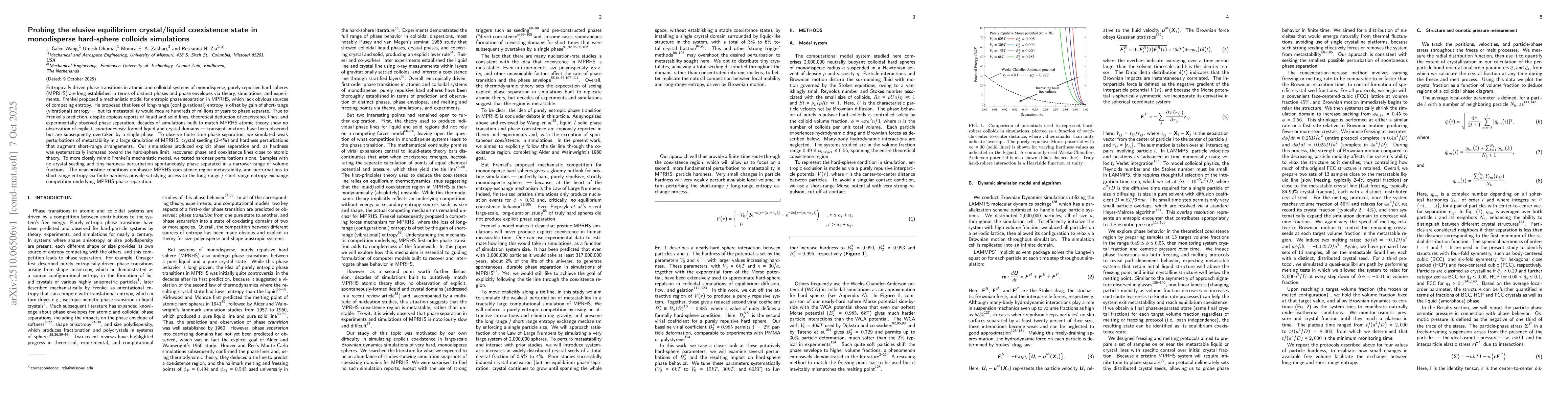 Thumbnail for Probing the elusive equilibrium crystal/liquid coexistence state in
  monodisperse hard-sphere colloids simulations