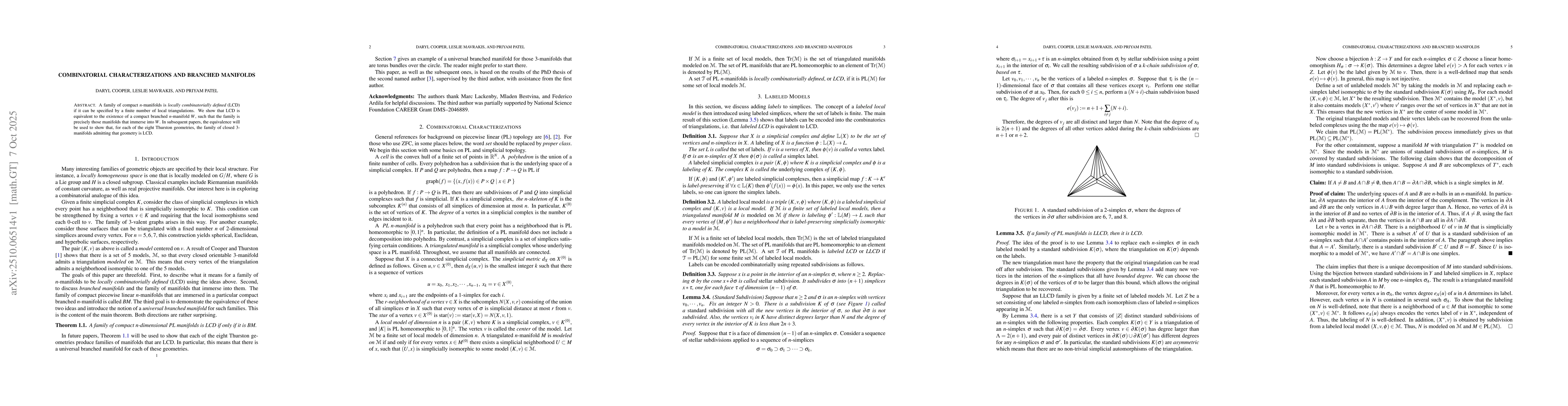 Thumbnail for Combinatorial Characterizations and Branched Manifolds