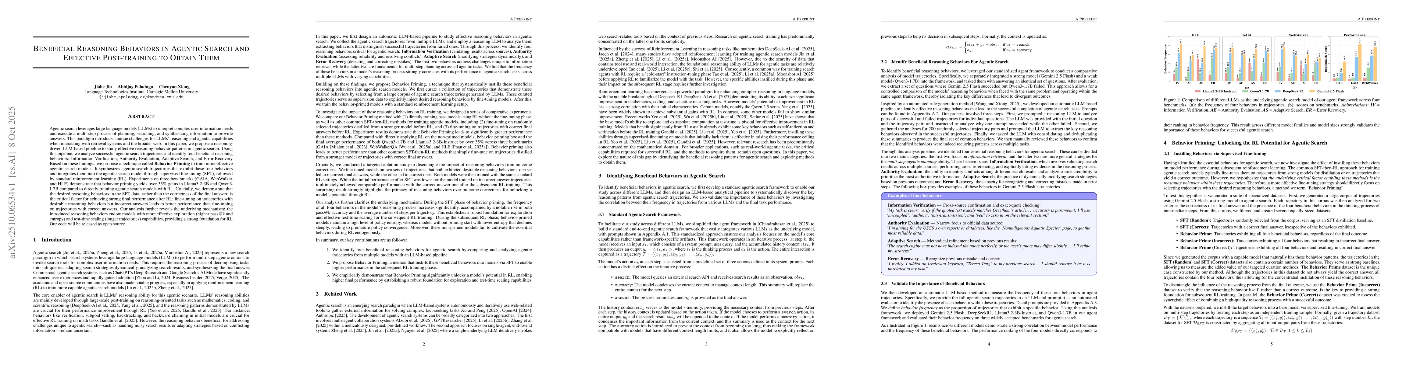 Thumbnail for Beneficial Reasoning Behaviors in Agentic Search and Effective
  Post-training to Obtain Them