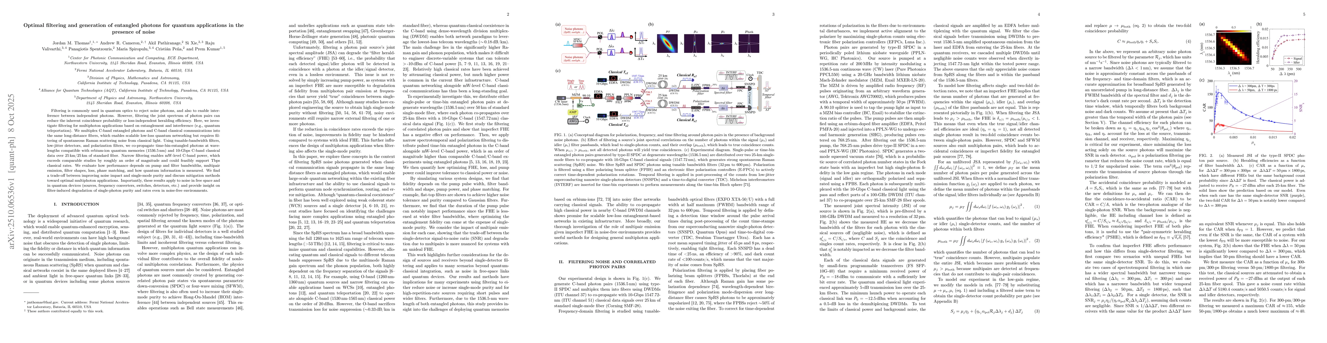 Thumbnail for Optimal filtering and generation of entangled photons for quantum
  applications in the presence of noise