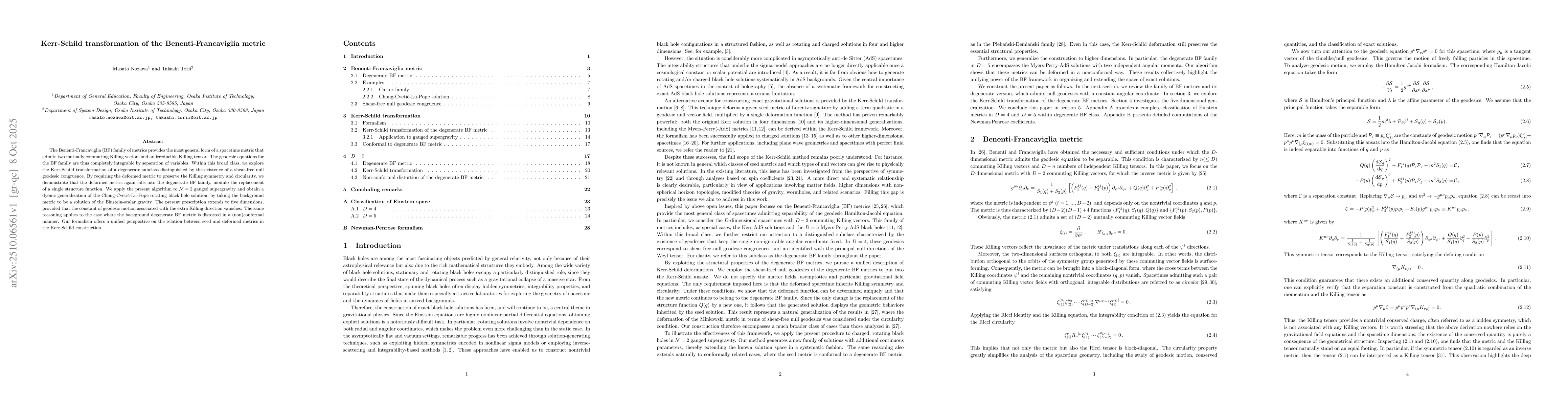 Thumbnail for Kerr-Schild transformation of the Benenti-Francaviglia metric