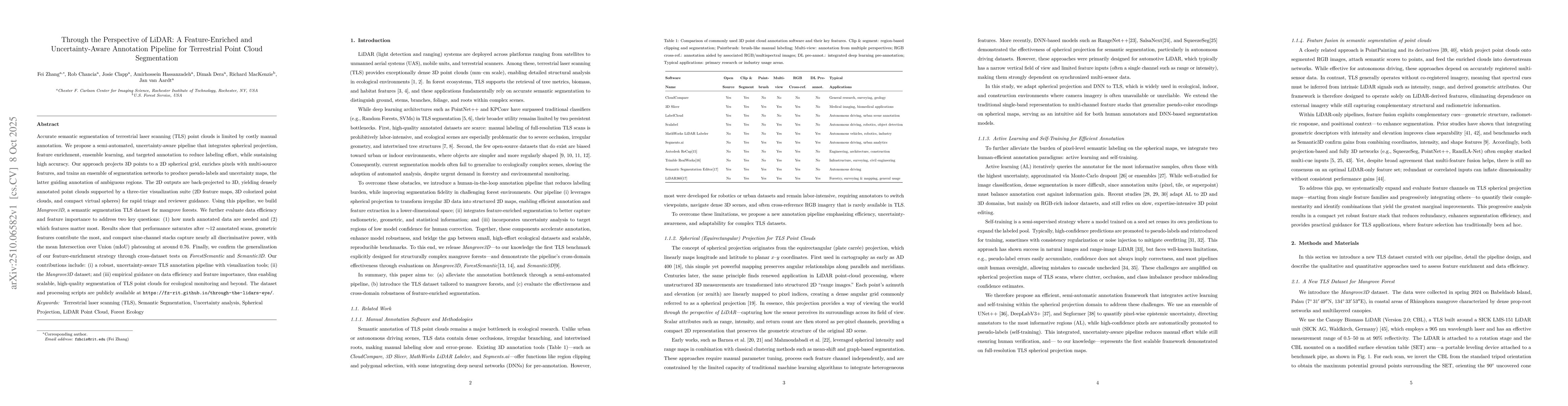 Thumbnail for Through the Perspective of LiDAR: A Feature-Enriched and
  Uncertainty-Aware Annotation Pipeline for Terrestrial Point Cloud
  Segmentation