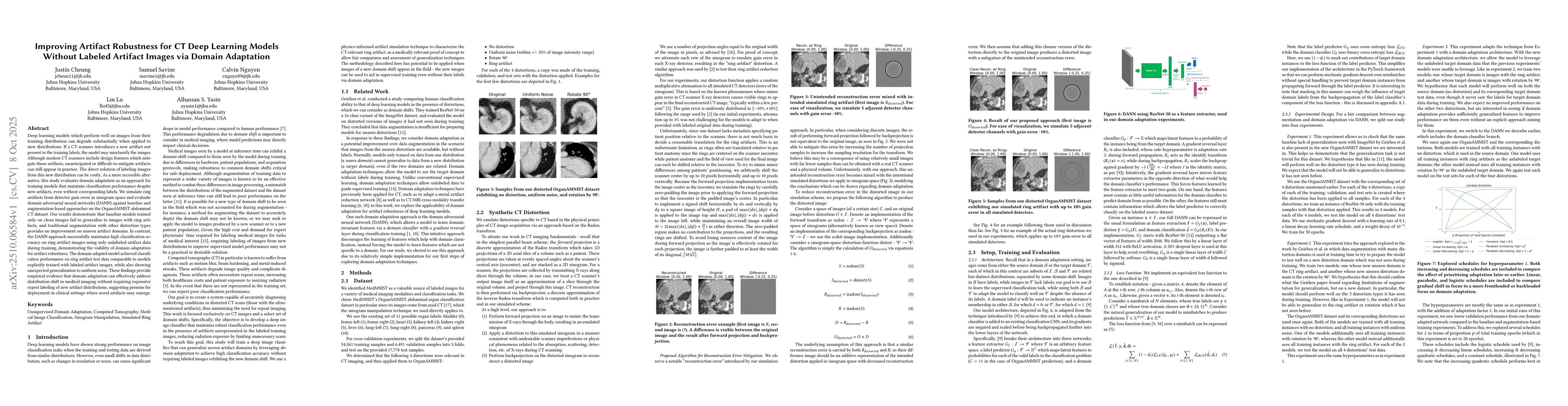 Thumbnail for Improving Artifact Robustness for CT Deep Learning Models Without
  Labeled Artifact Images via Domain Adaptation