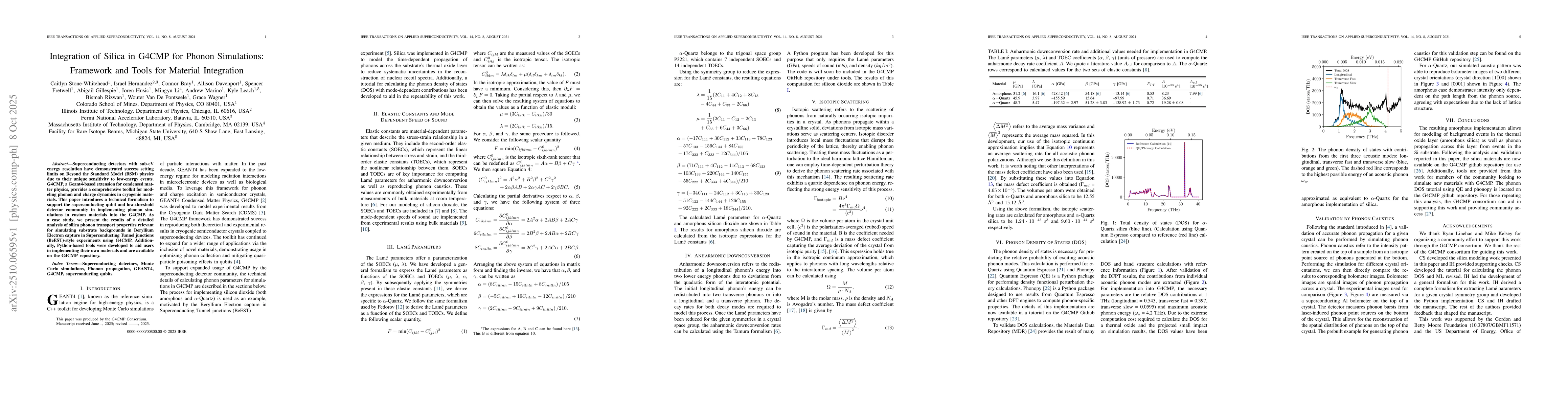 Thumbnail for Integration of Silica in G4CMP for Phonon Simulations: Framework and
  Tools for Material Integration