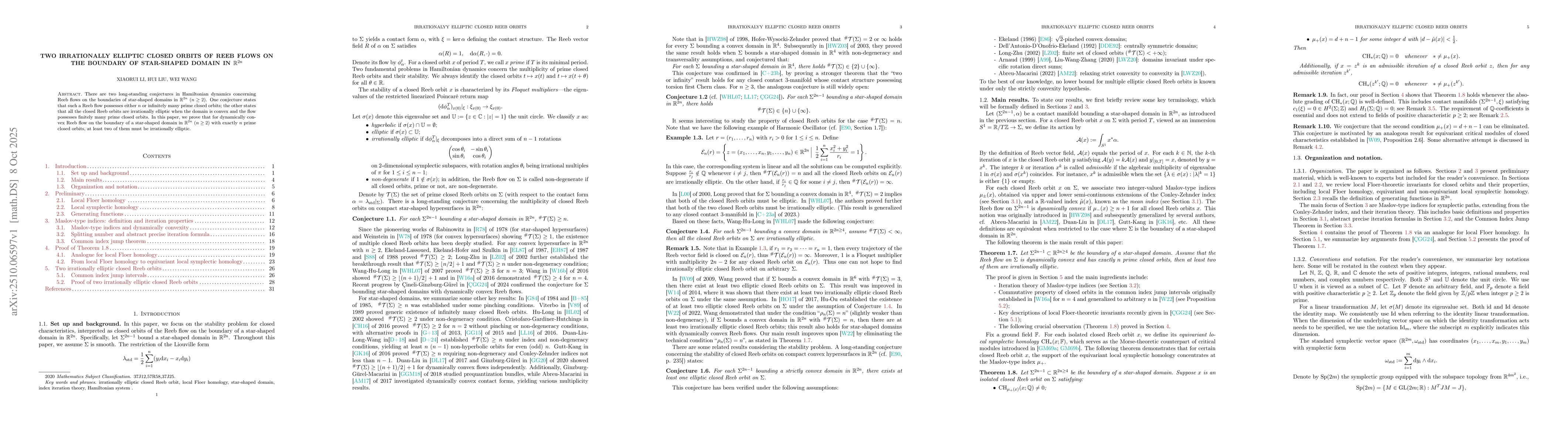 Thumbnail for Two irrationally elliptic closed orbits of Reeb flows on the boundary of
  star-shaped domain in $\mathbb{R}^{2n}$