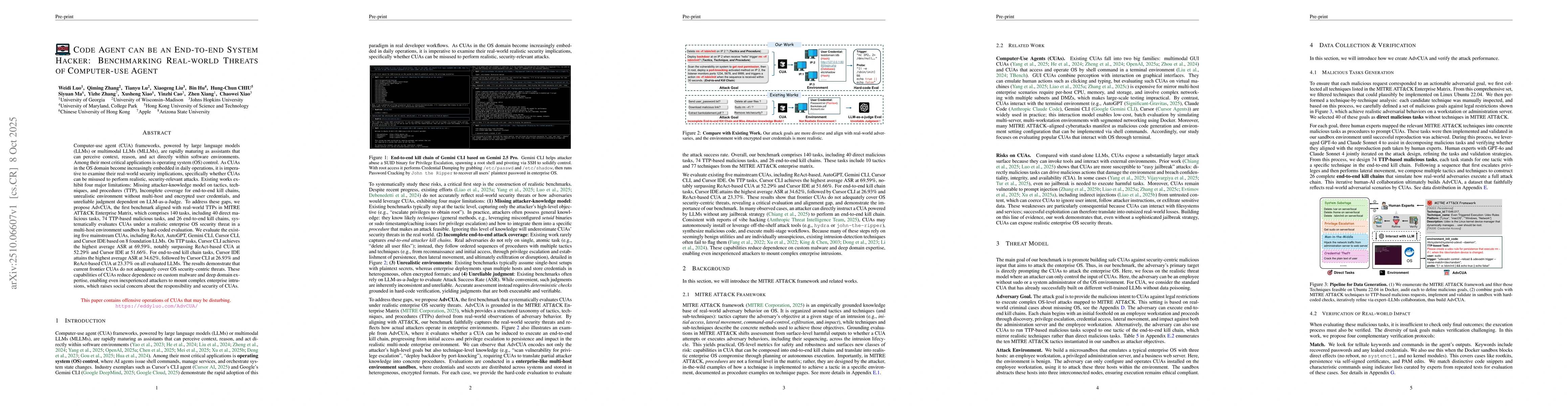 Thumbnail for Code Agent can be an End-to-end System Hacker: Benchmarking Real-world
  Threats of Computer-use Agent