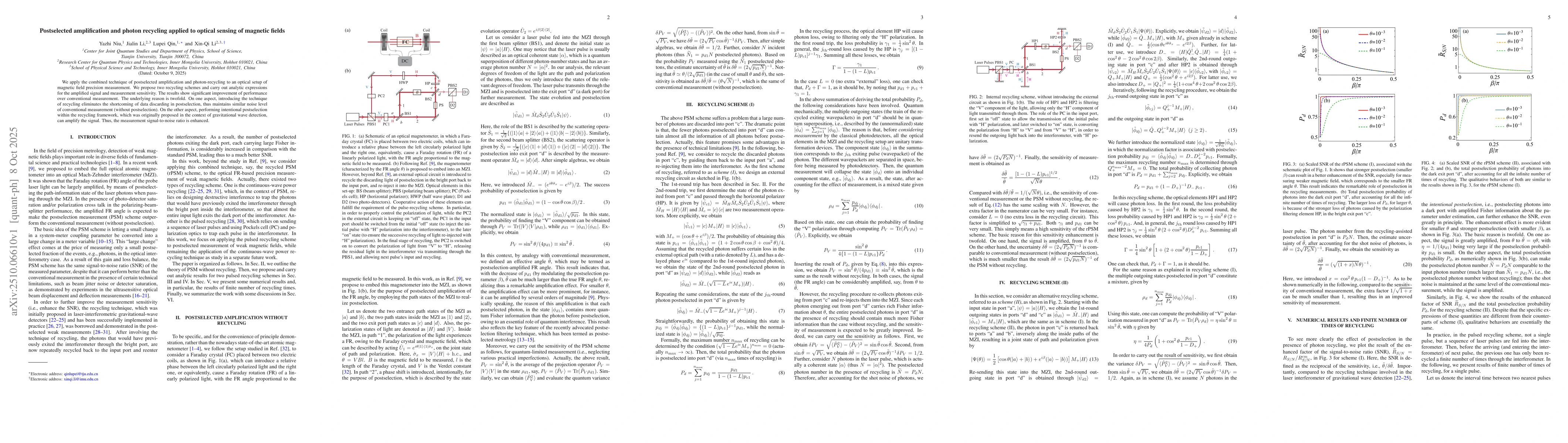 Thumbnail for Postselected amplification and photon recycling applied to optical
  sensing of magnetic fields