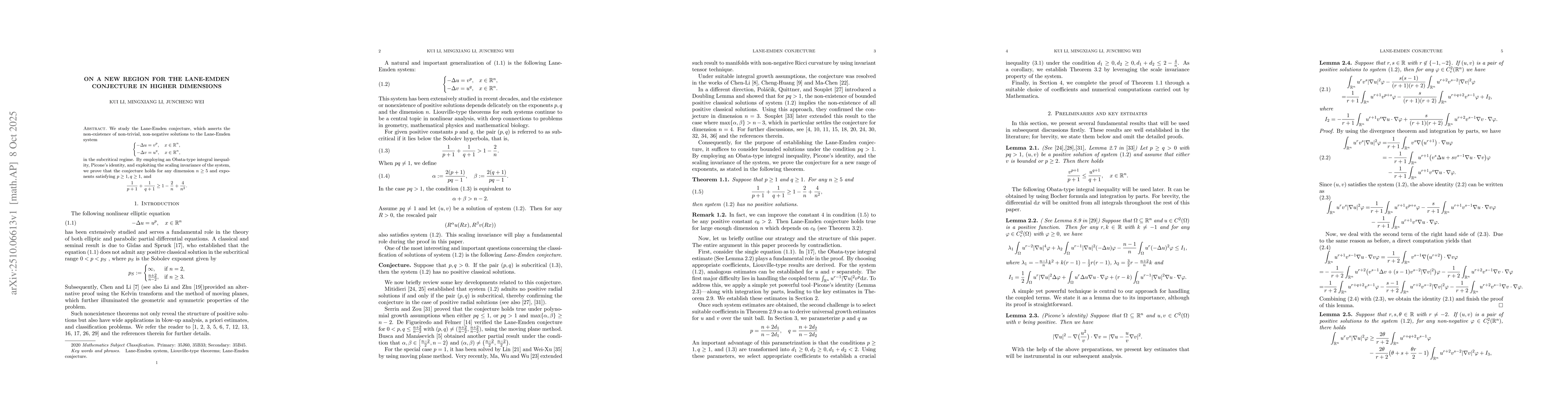 Thumbnail for On a new region for the Lane-Emden conjecture in higher dimensions