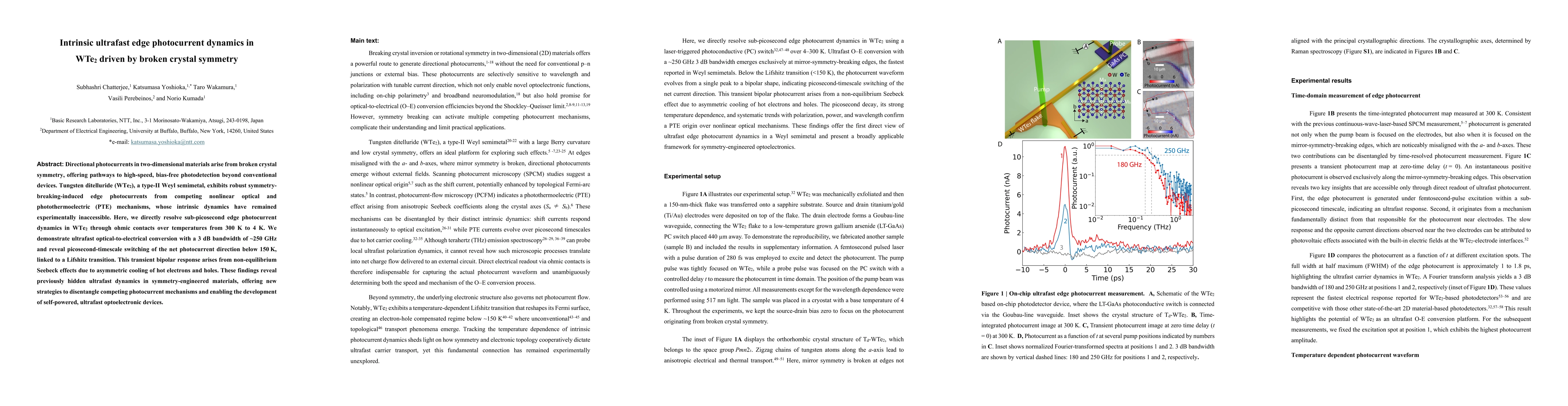 Thumbnail for Intrinsic ultrafast edge photocurrent dynamics in WTe$_2$ driven by
  broken crystal symmetry