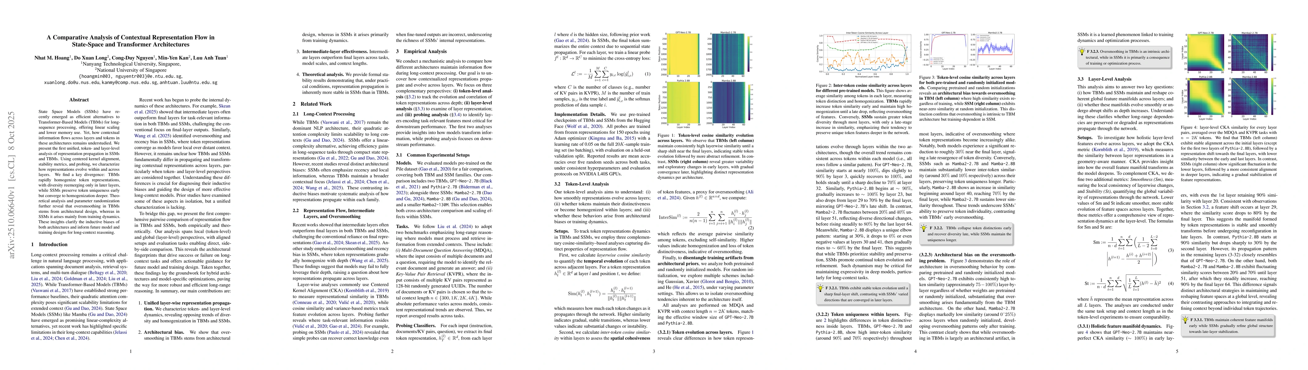 Thumbnail for A Comparative Analysis of Contextual Representation Flow in State-Space
  and Transformer Architectures