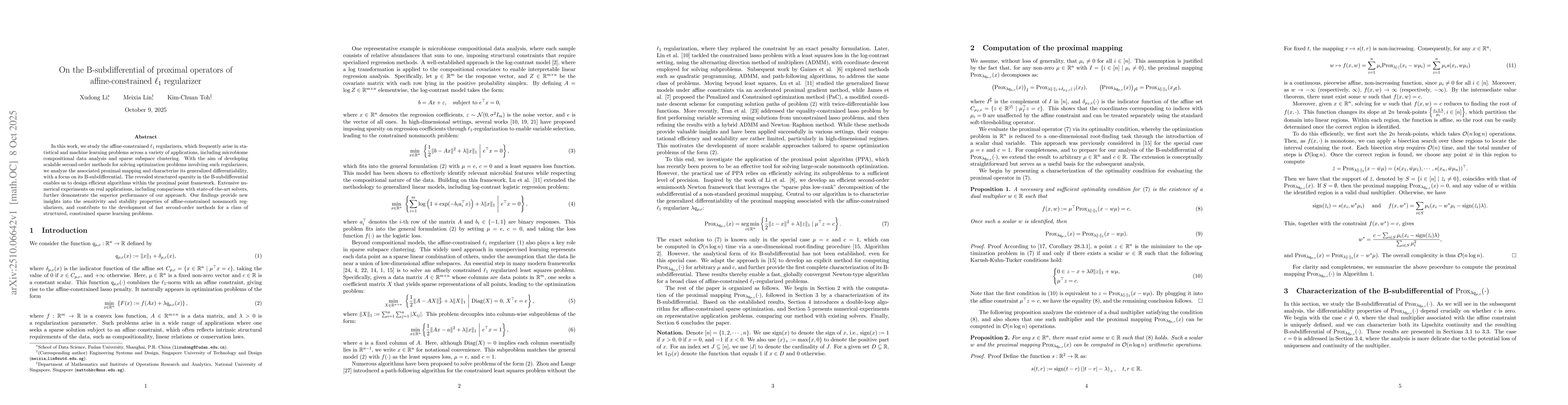 Thumbnail for On the B-subdifferential of proximal operators of affine-constrained
  $\ell_1$ regularizer