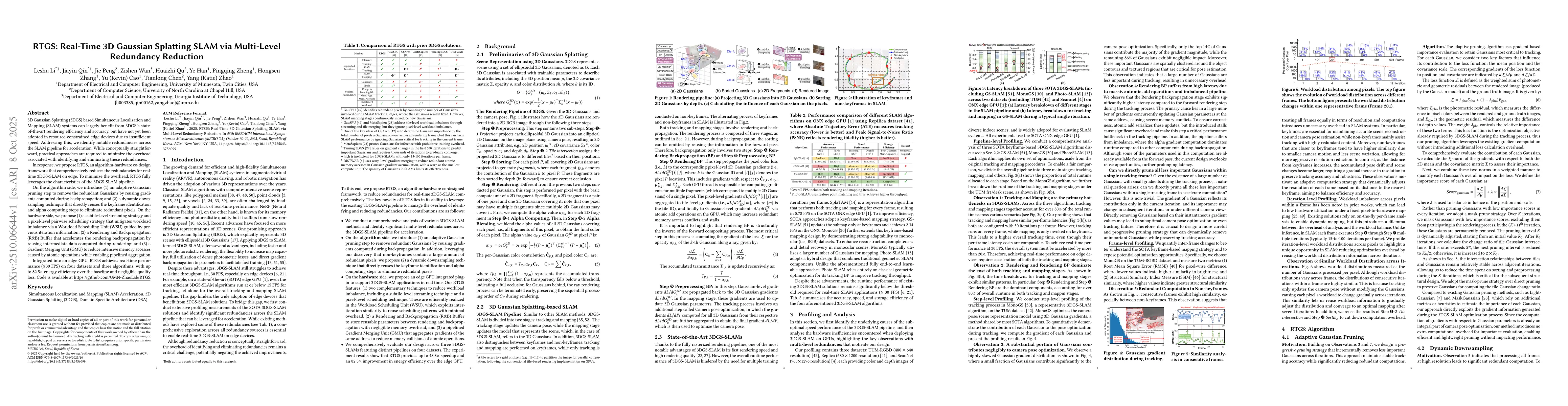 Thumbnail for RTGS: Real-Time 3D Gaussian Splatting SLAM via Multi-Level Redundancy
  Reduction