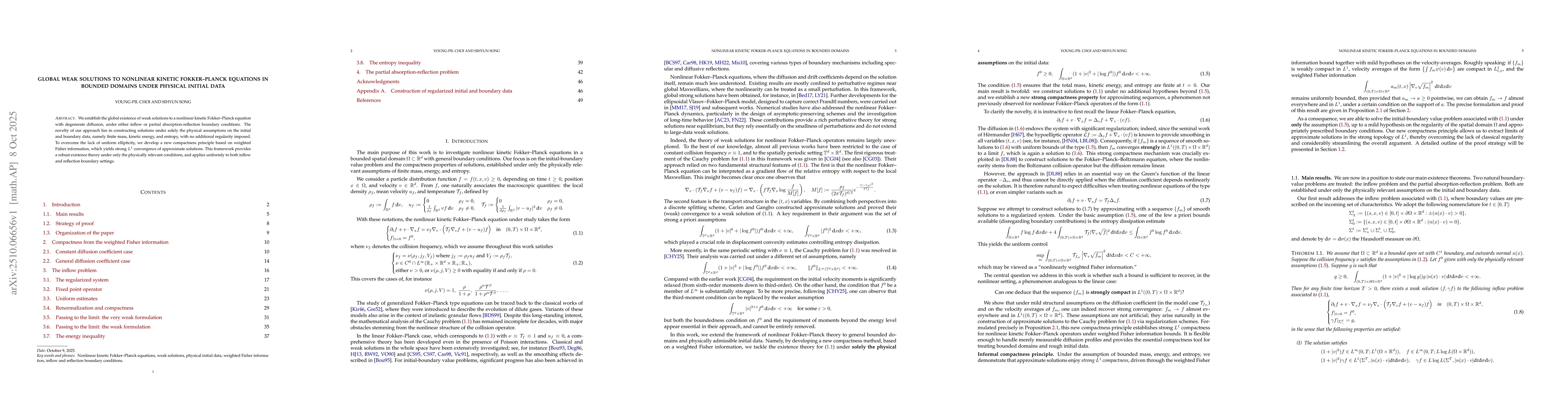 Thumbnail for Global weak solutions to nonlinear kinetic Fokker--Planck equations in
  bounded domains under physical initial data