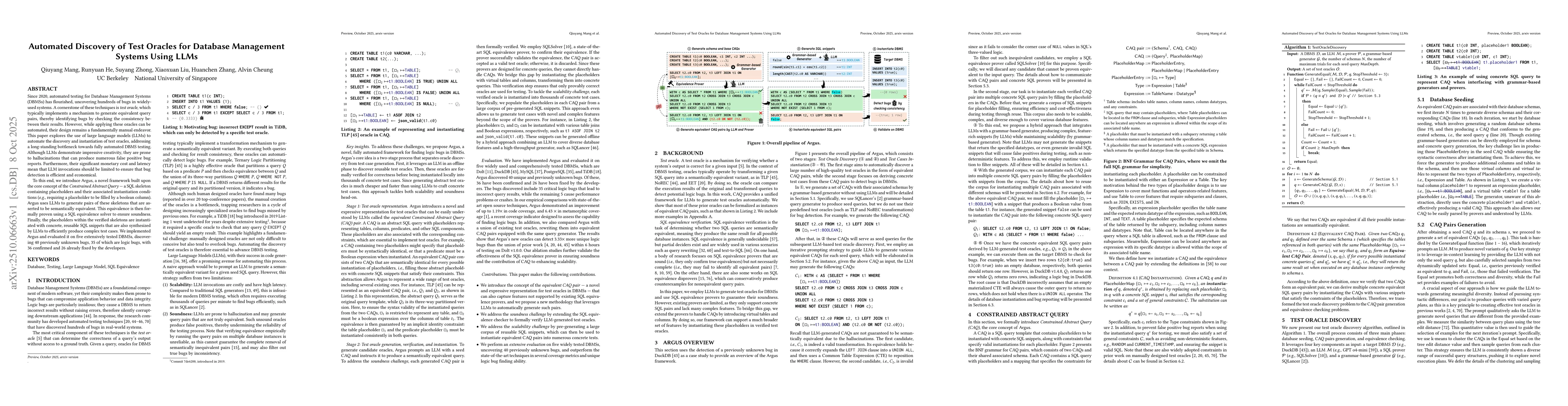 Thumbnail for Automated Discovery of Test Oracles for Database Management Systems
  Using LLMs