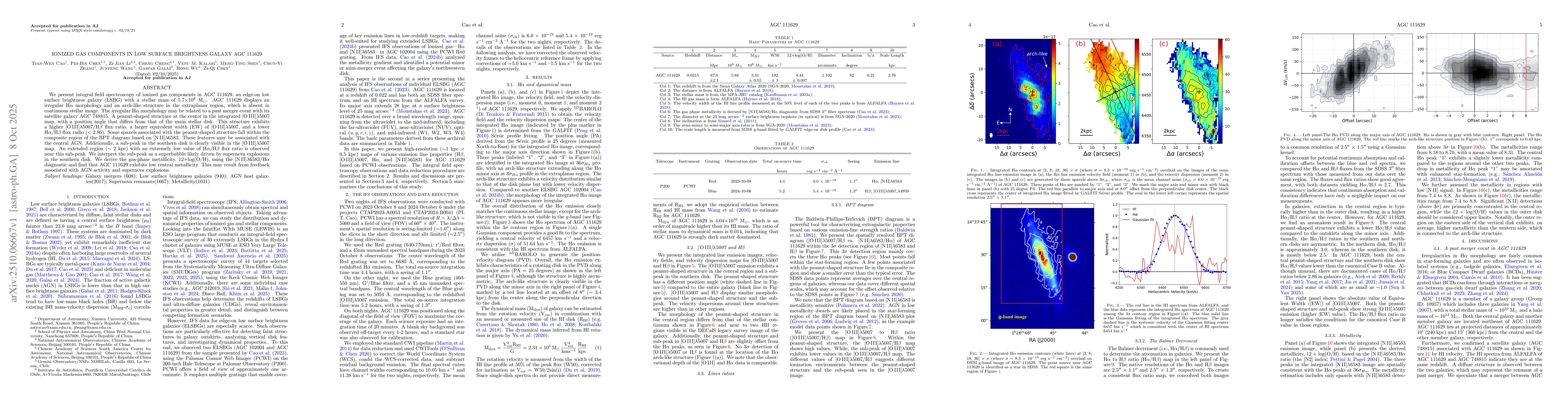 Thumbnail for Ionized gas components in low surface brightness galaxy AGC 111629