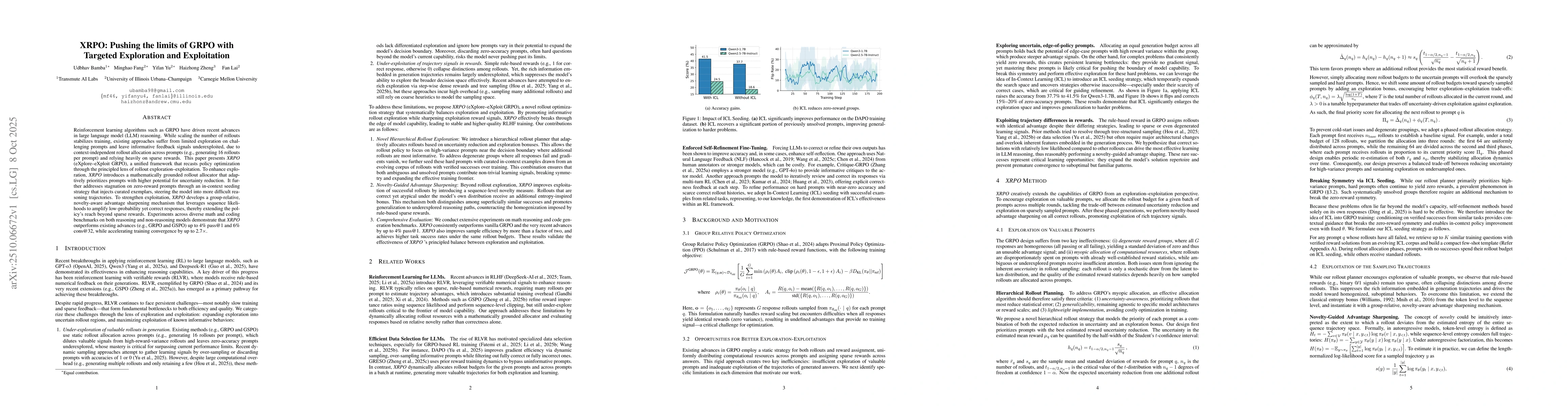 Thumbnail for XRPO: Pushing the limits of GRPO with Targeted Exploration and
  Exploitation