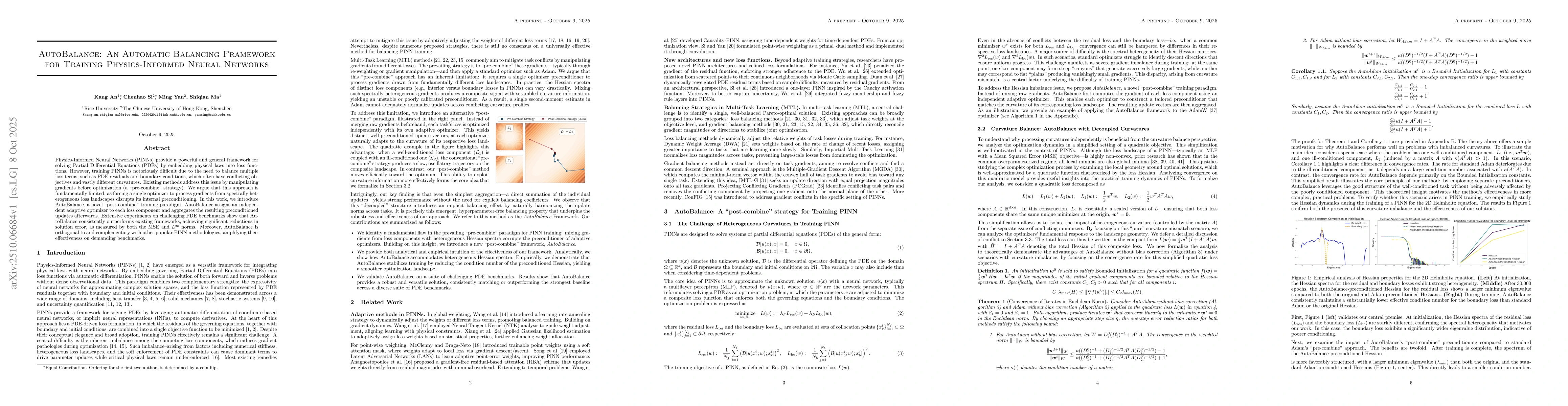 Thumbnail for AutoBalance: An Automatic Balancing Framework for Training
  Physics-Informed Neural Networks