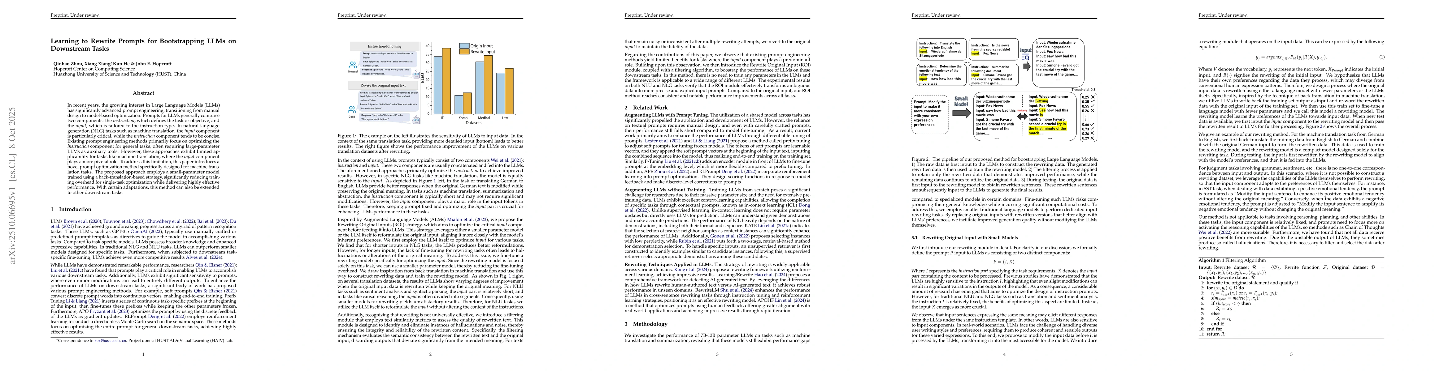 Thumbnail for Learning to Rewrite Prompts for Bootstrapping LLMs on Downstream Tasks