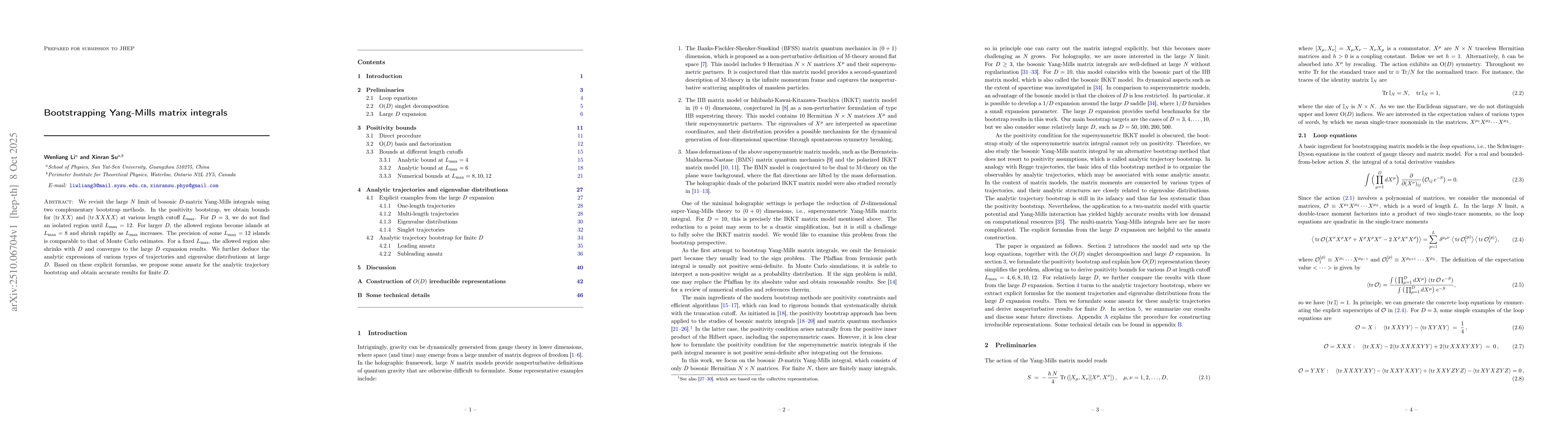 Thumbnail for Bootstrapping Yang-Mills matrix integrals