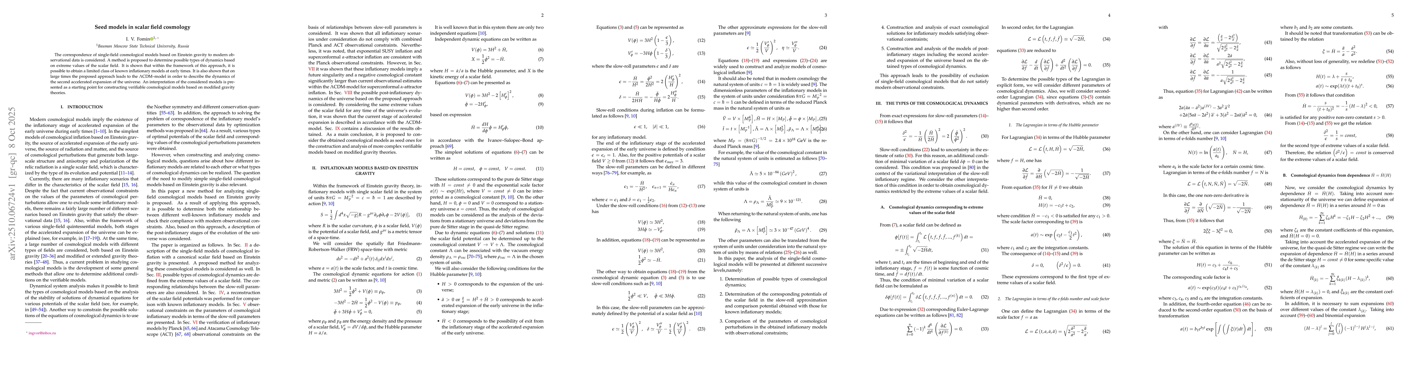 Thumbnail for Seed models in scalar field cosmology