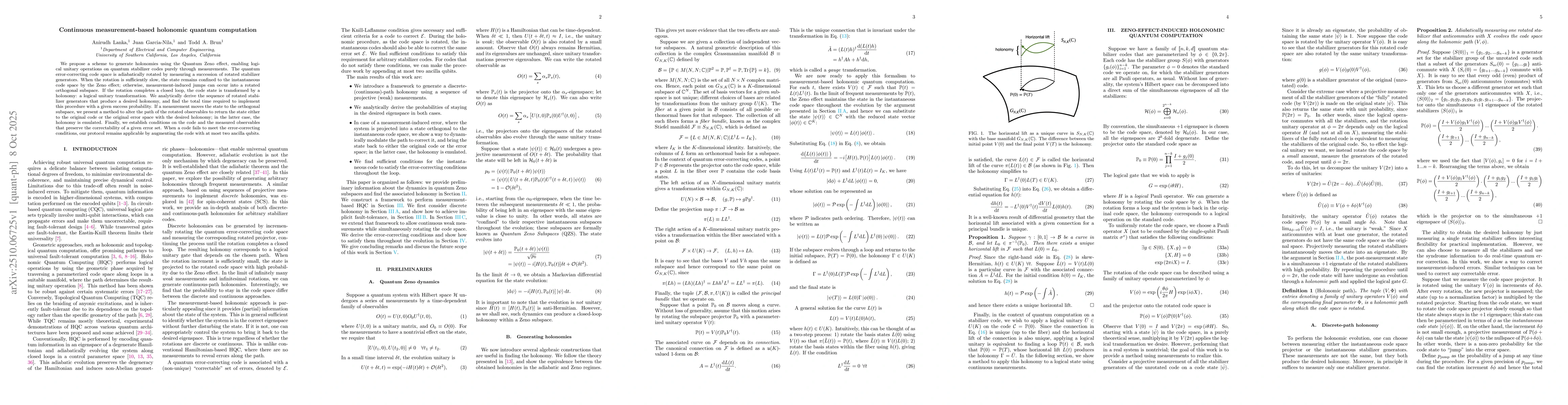 Thumbnail for Continuous measurement-based holonomic quantum computation