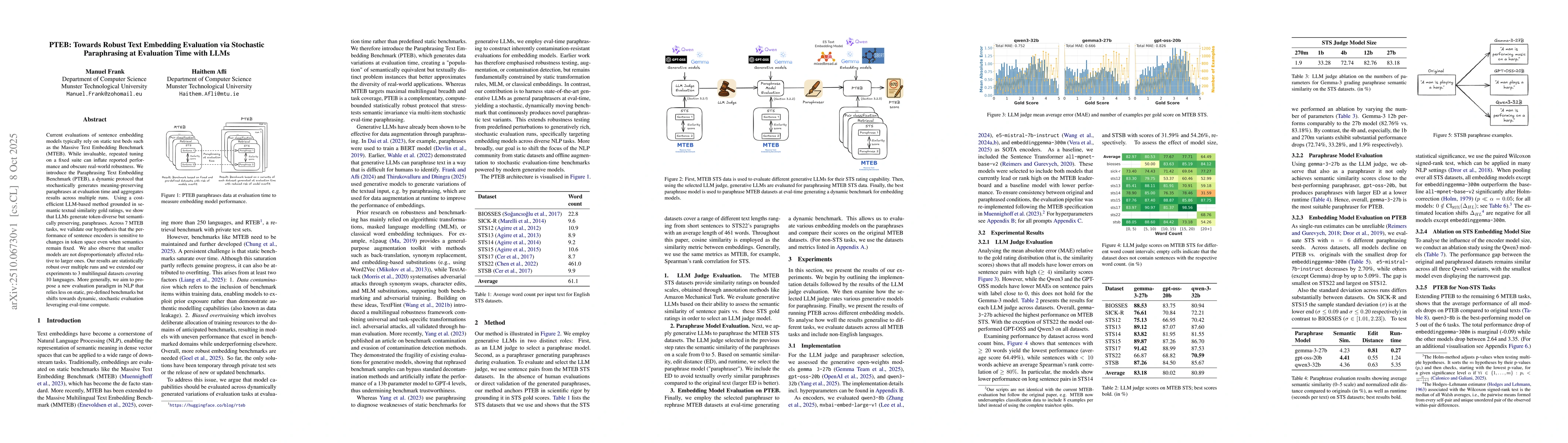 Thumbnail for PTEB: Towards Robust Text Embedding Evaluation via Stochastic
  Paraphrasing at Evaluation Time with LLMs