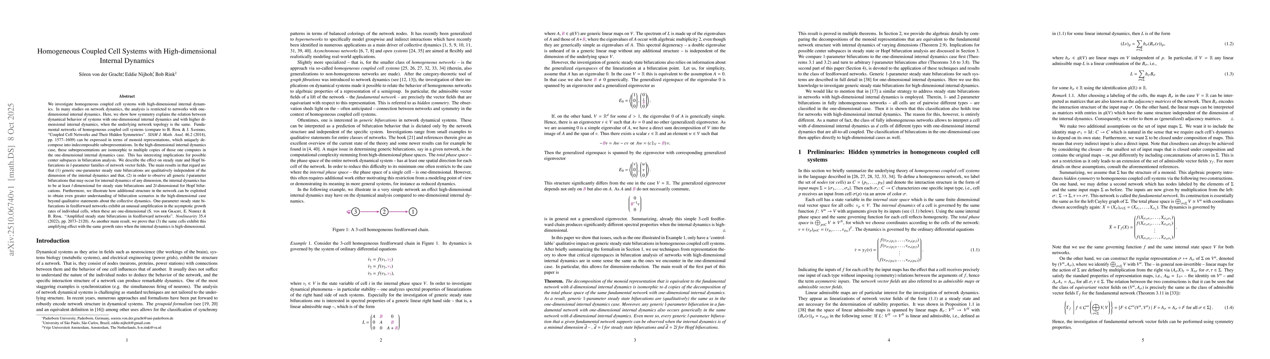 Thumbnail for Homogeneous Coupled Cell Systems with High-dimensional Internal Dynamics
