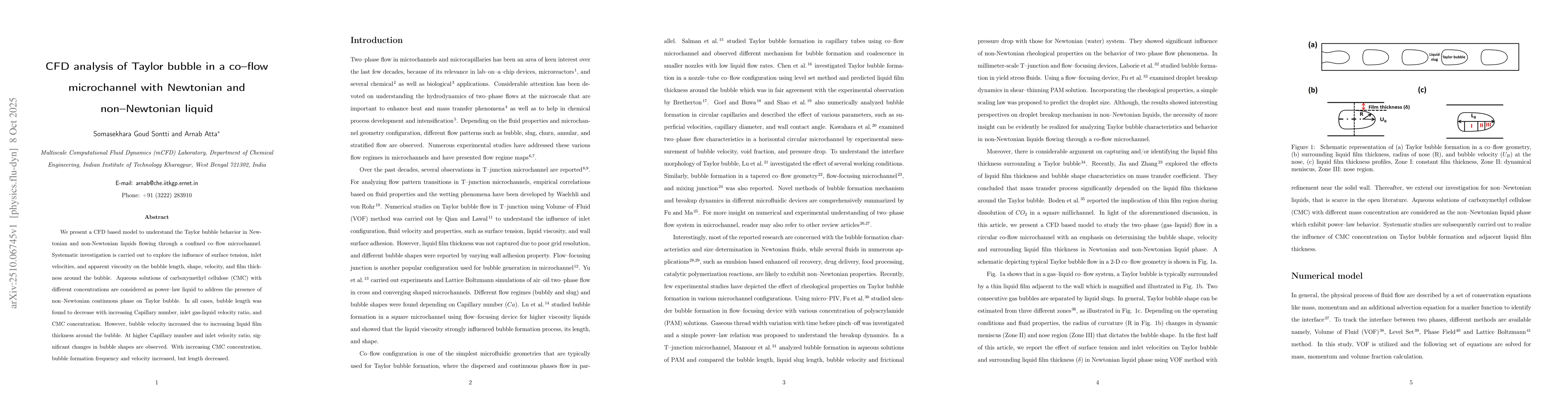 Thumbnail for CFD Analysis of Taylor Bubble in a Co-Flow Microchannel with Newtonian
  and Non-Newtonian Liquid