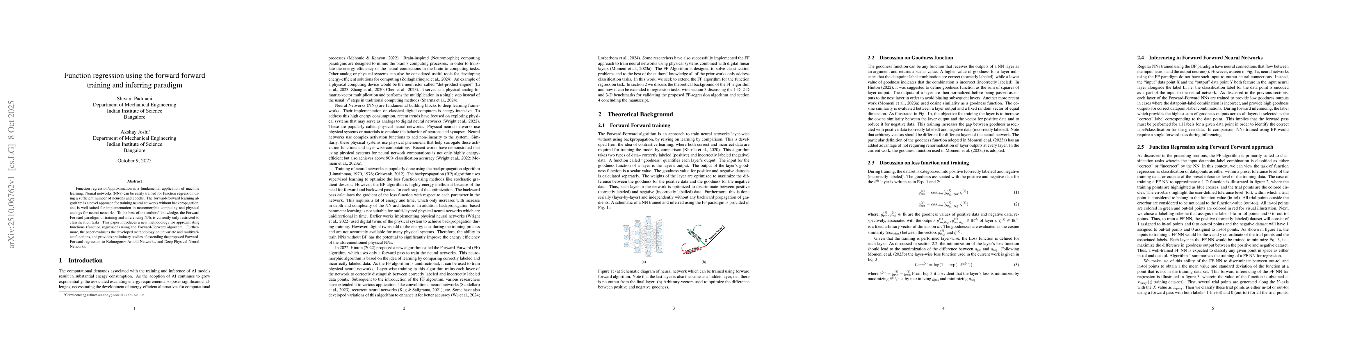 Thumbnail for Function regression using the forward forward training and inferring
  paradigm