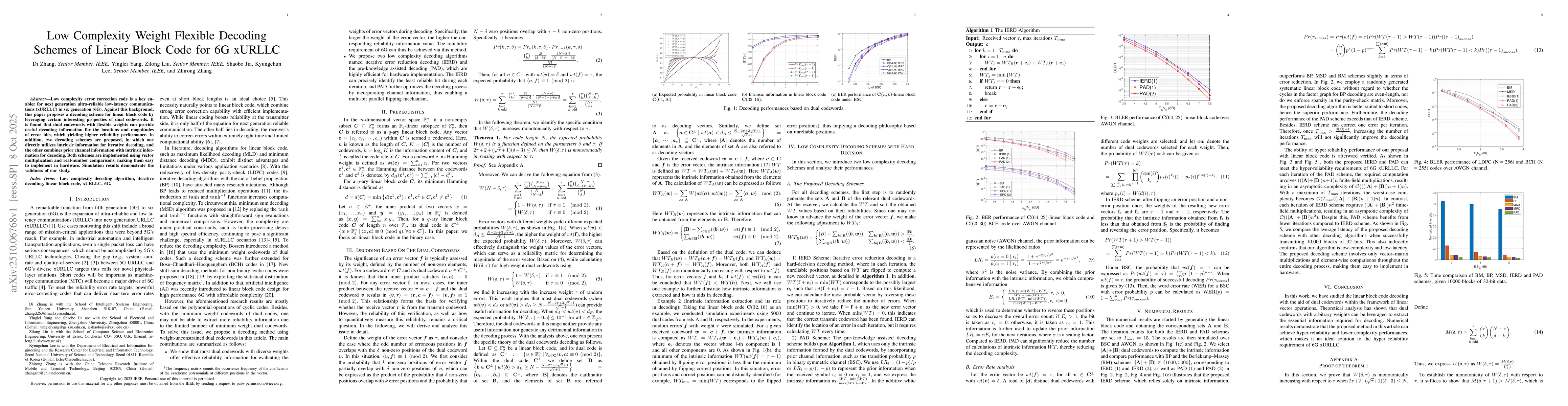 Thumbnail for Low Complexity Weight Flexible Decoding Schemes of Linear Block Code for
  6G xURLLC