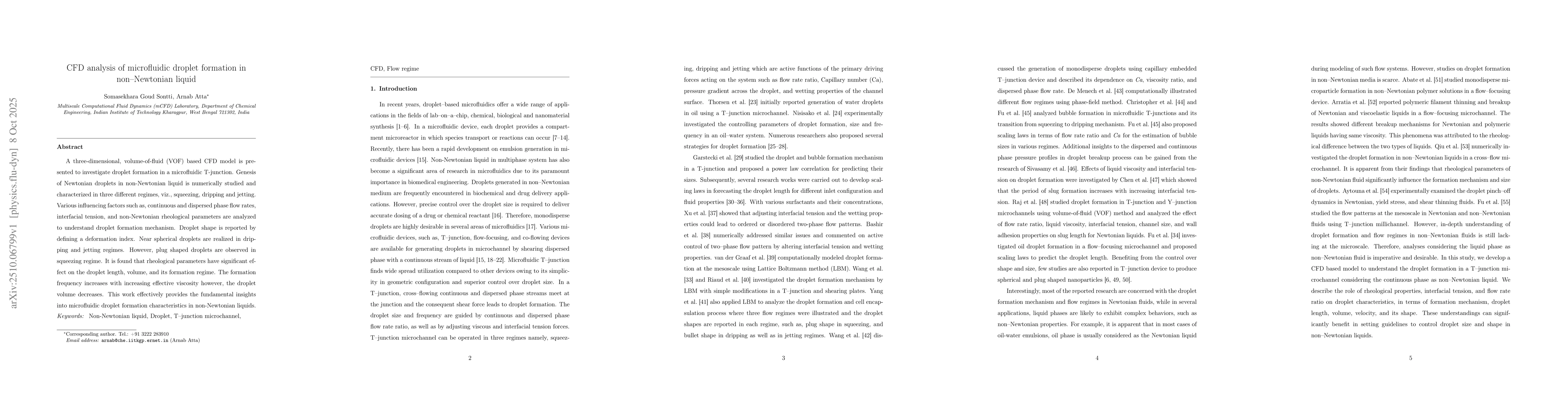 Thumbnail for CFD analysis of microfluidic droplet formation in non-Newtonian liquid