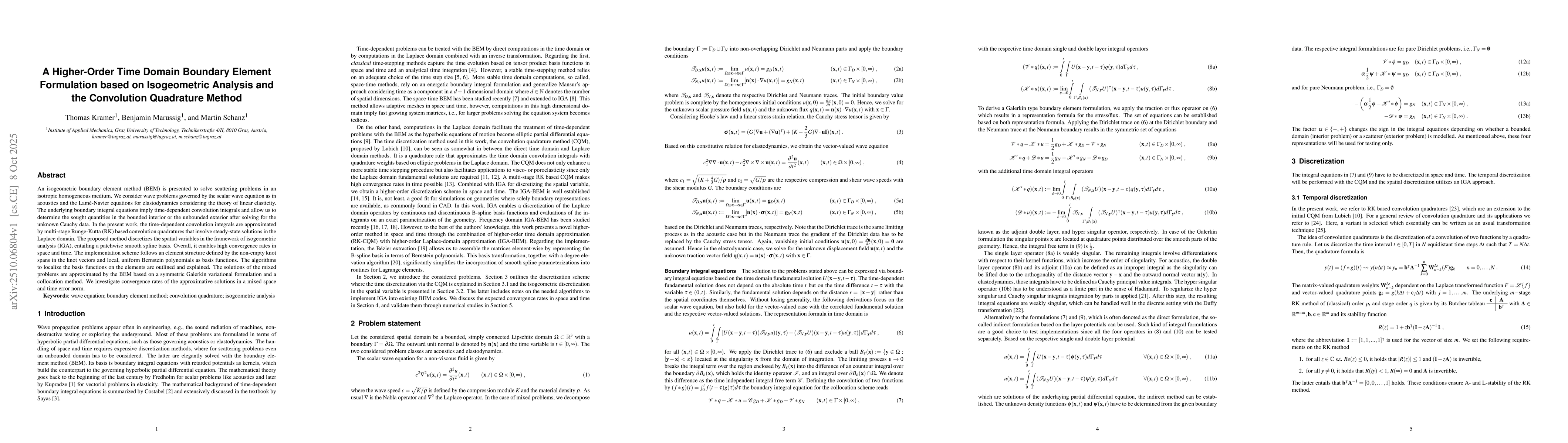 Thumbnail for A Higher-Order Time Domain Boundary Element Formulation based on
  Isogeometric Analysis and the Convolution Quadrature Method