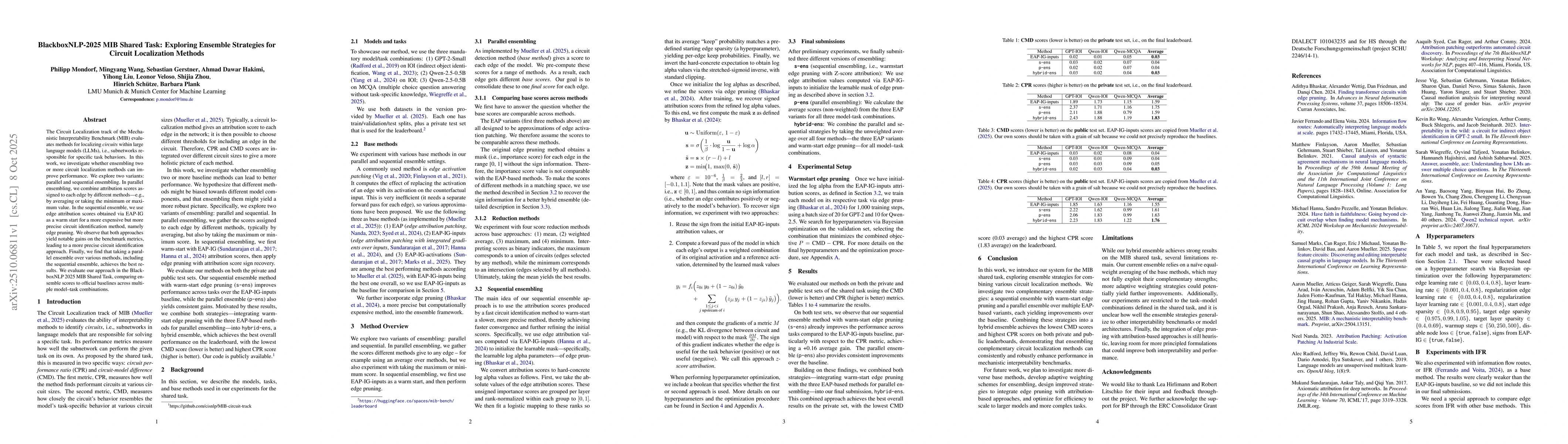 Thumbnail for BlackboxNLP-2025 MIB Shared Task: Exploring Ensemble Strategies for
  Circuit Localization Methods