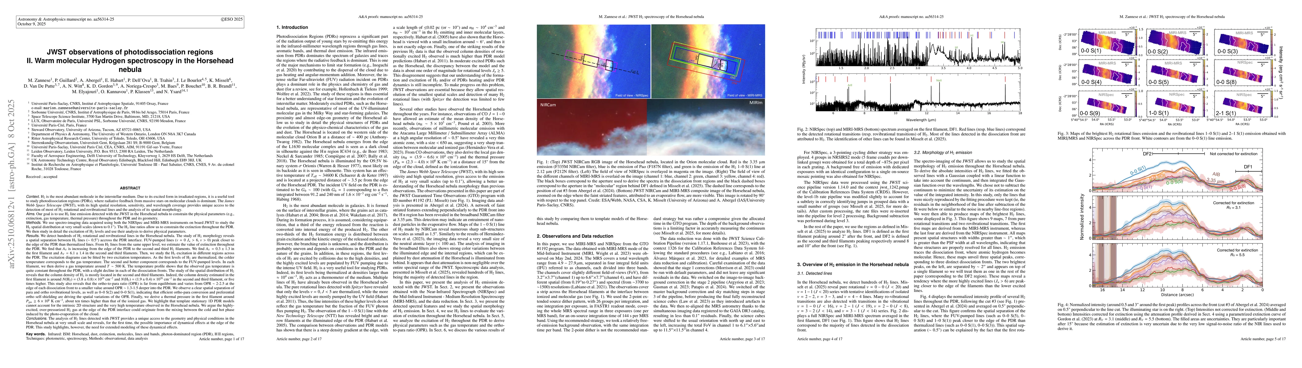 Thumbnail for JWST observations of photodissociation regions: II. Warm molecular
  Hydrogen spectroscopy in the Horsehead nebula