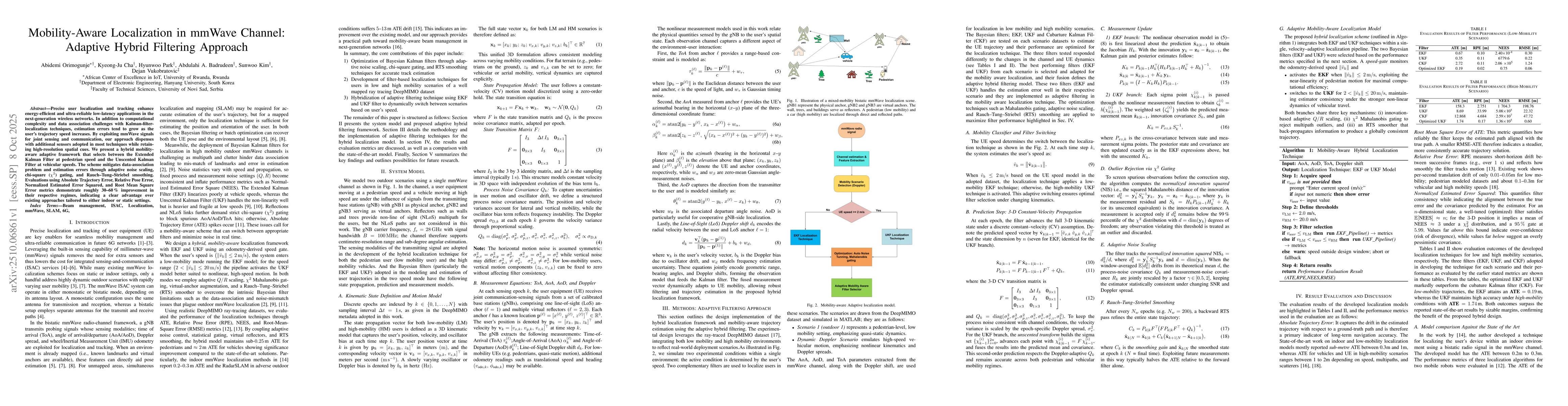 Thumbnail for Mobility-Aware Localization in mmWave Channel: Adaptive Hybrid Filtering
  Approach