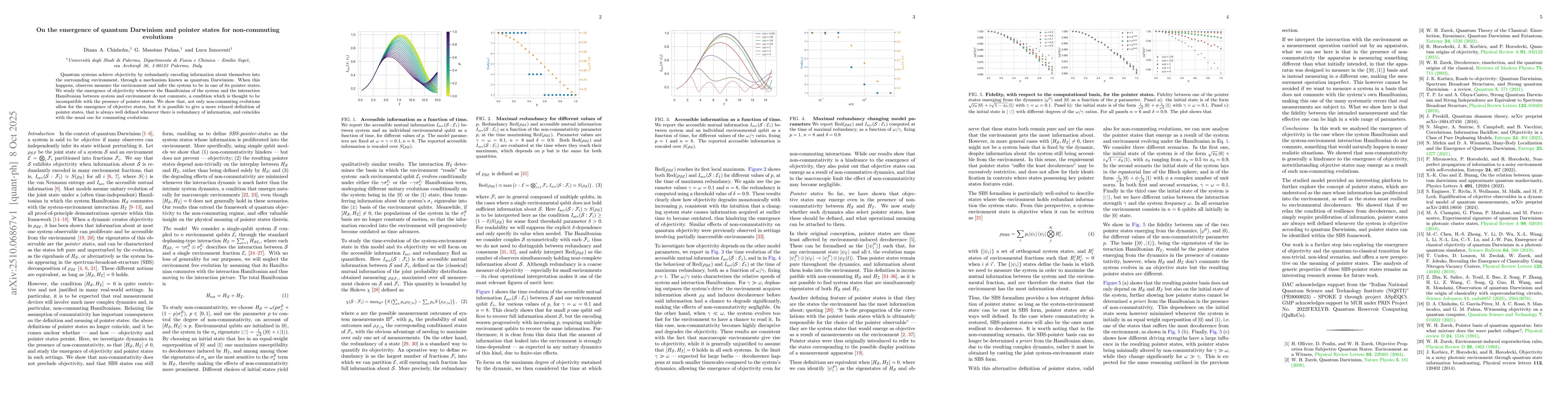 Thumbnail for On the emergence of quantum Darwinism and pointer states for
  non-commuting evolutions