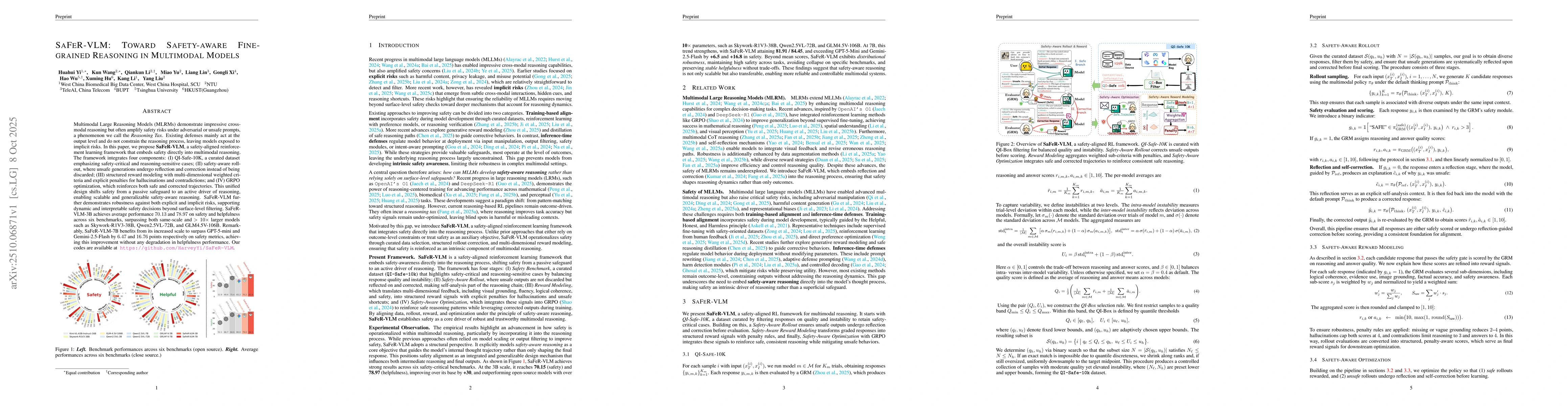 Thumbnail for SaFeR-VLM: Toward Safety-aware Fine-grained Reasoning in Multimodal
  Models