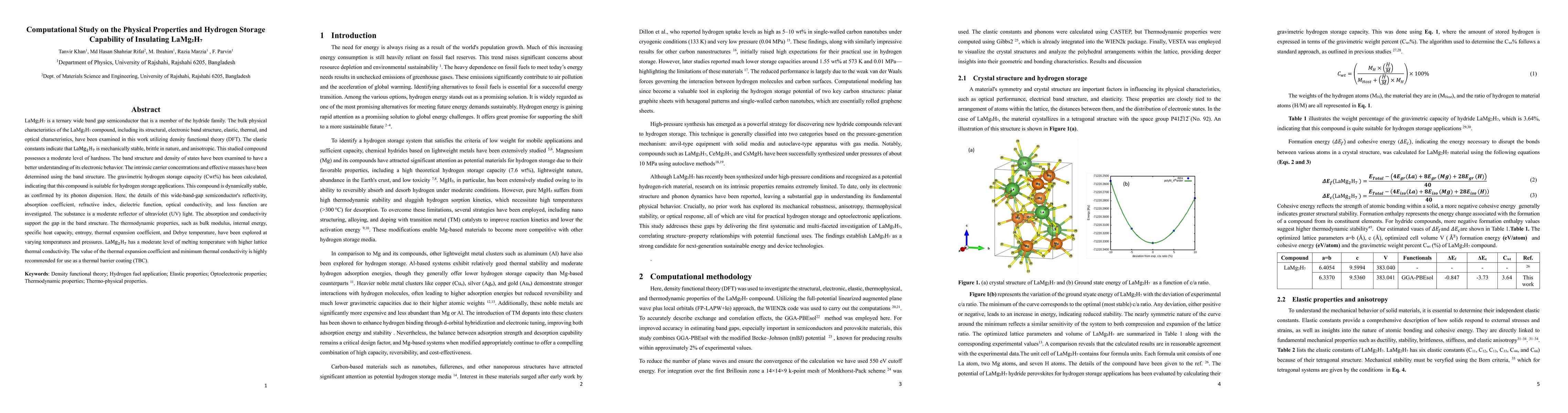 Thumbnail for Computational Study on the Physical Properties and Hydrogen Storage
  Capability of Insulating LaMg2H7