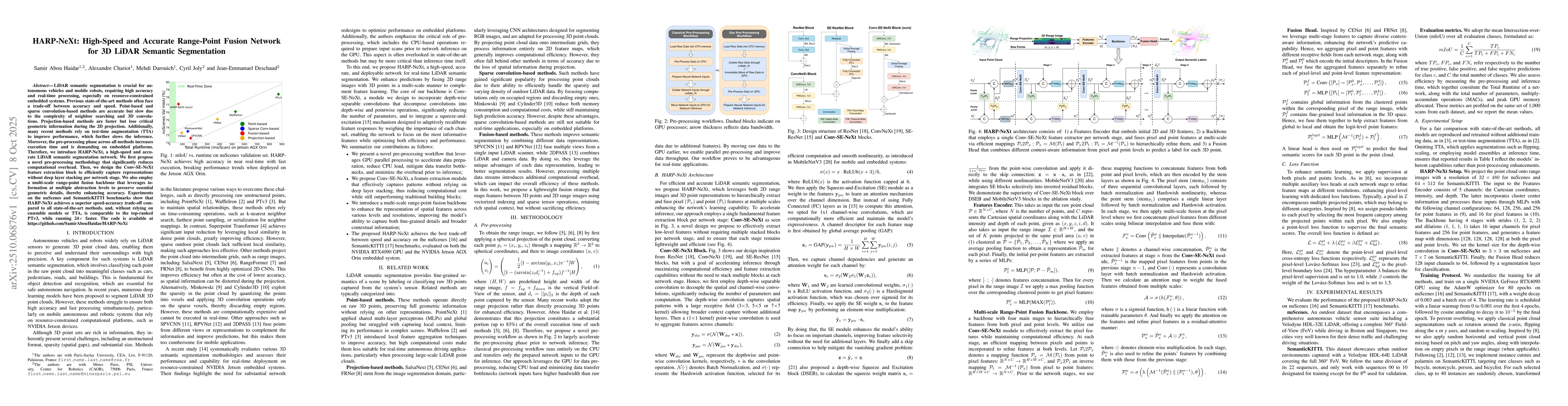 Thumbnail for HARP-NeXt: High-Speed and Accurate Range-Point Fusion Network for 3D
  LiDAR Semantic Segmentation