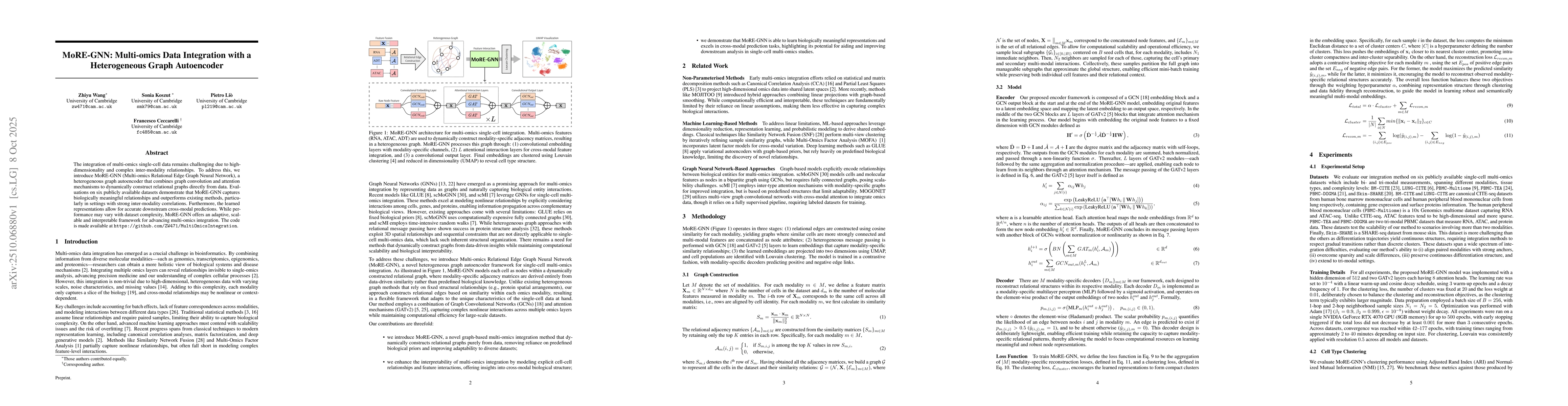 Thumbnail for MoRE-GNN: Multi-omics Data Integration with a Heterogeneous Graph
  Autoencoder