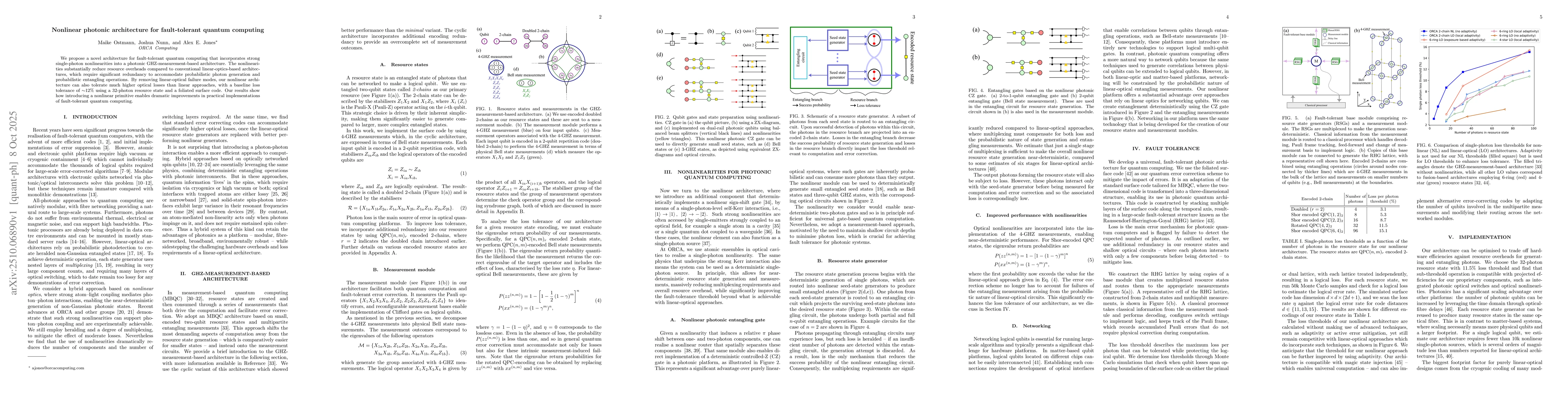 Thumbnail for Nonlinear photonic architecture for fault-tolerant quantum computing