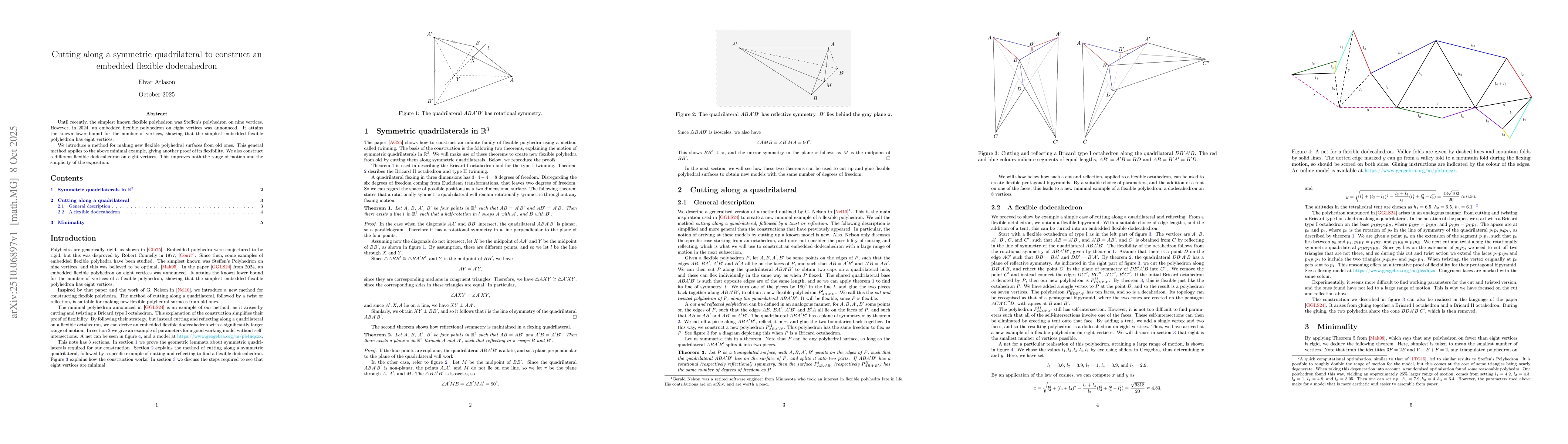 Thumbnail for Cutting along a symmetric quadrilateral to construct an embedded
  flexible dodecahedron
