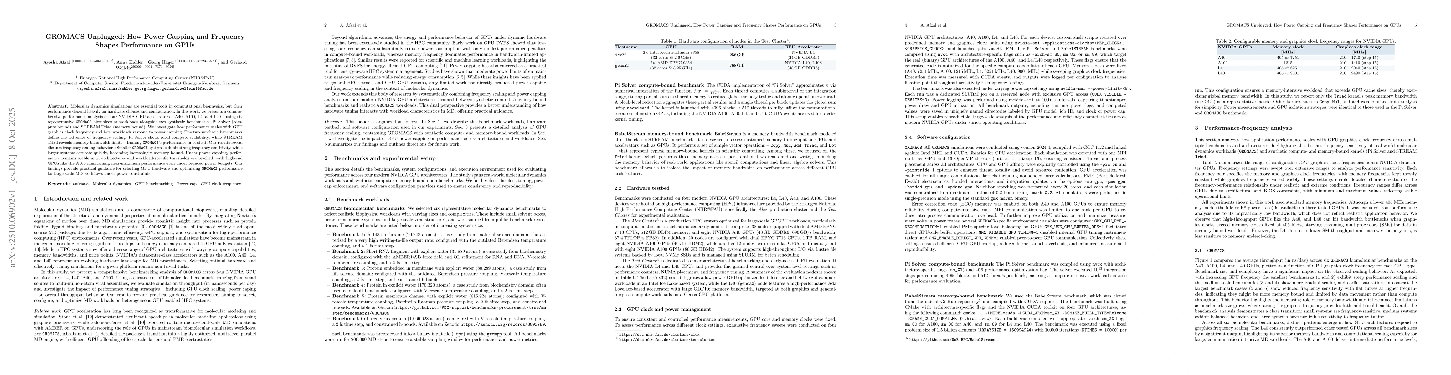 Thumbnail for GROMACS Unplugged: How Power Capping and Frequency Shapes Performance on
  GPUs