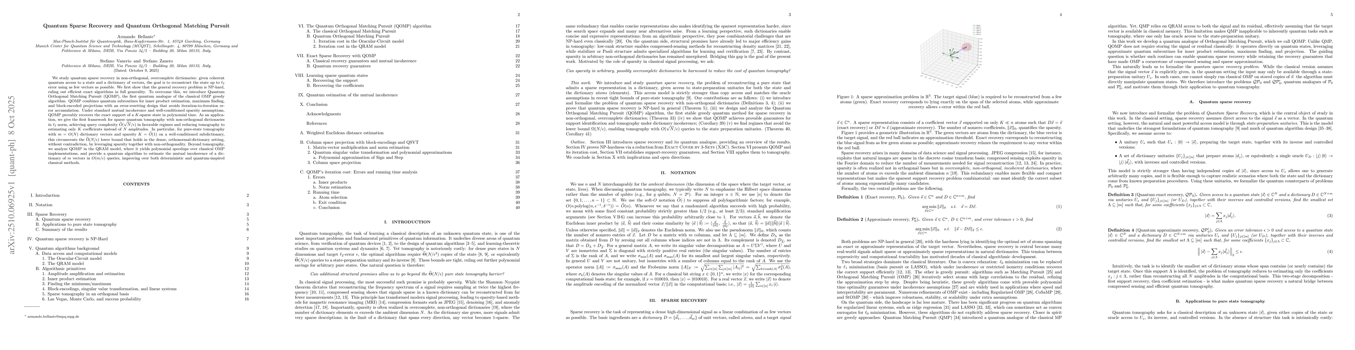Thumbnail for Quantum Sparse Recovery and Quantum Orthogonal Matching Pursuit