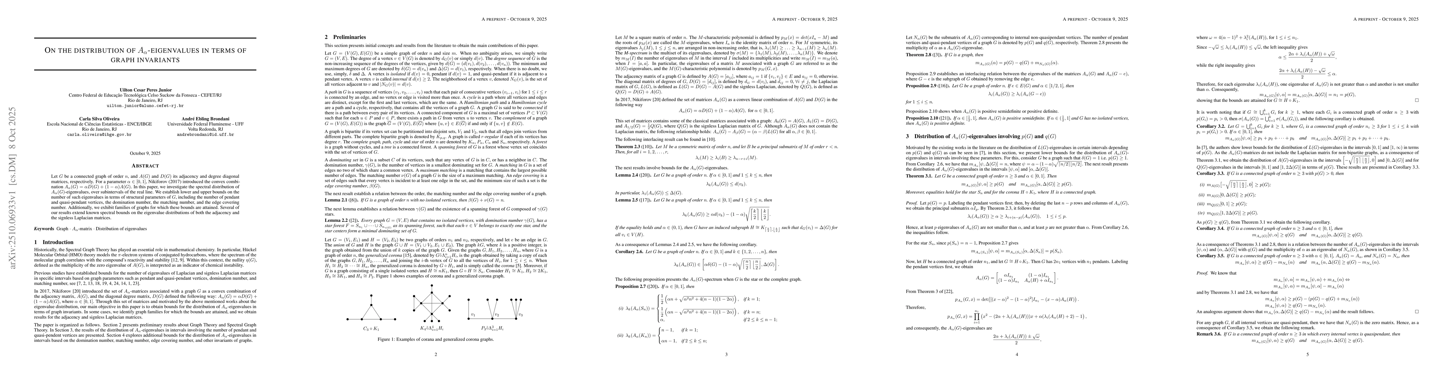 Thumbnail for On the distribution of $A_α$-eigenvalues in terms of graph
  invariants