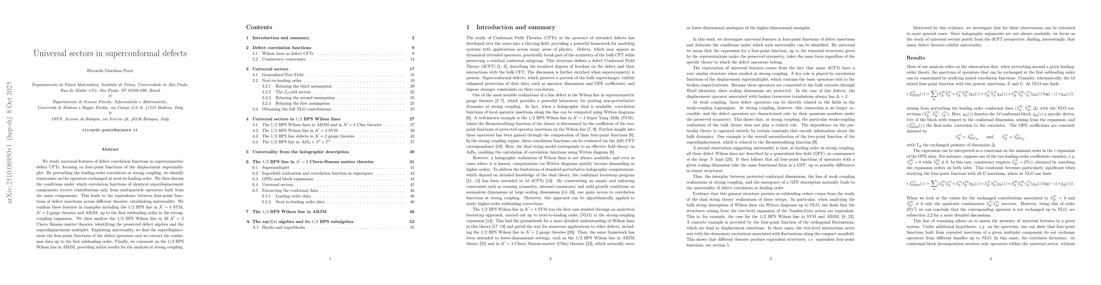 Thumbnail for Universal sectors in superconformal defects